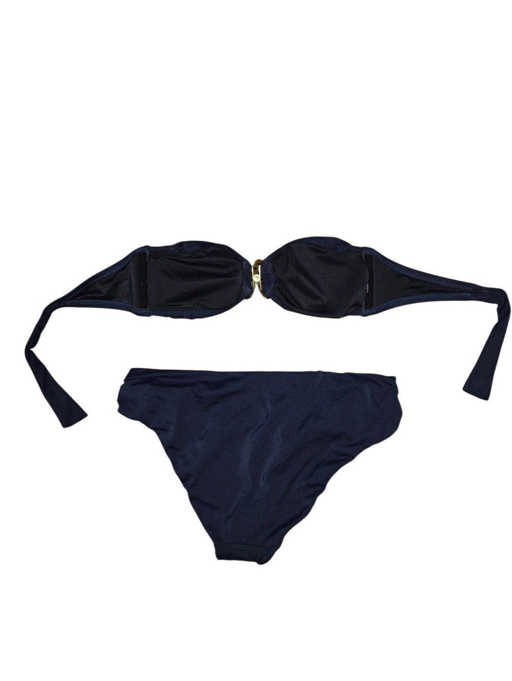 J.Crew Navy Tortoise Flower Bandeau Bikini Set Two Piece Size Small - Picture 6 of 9